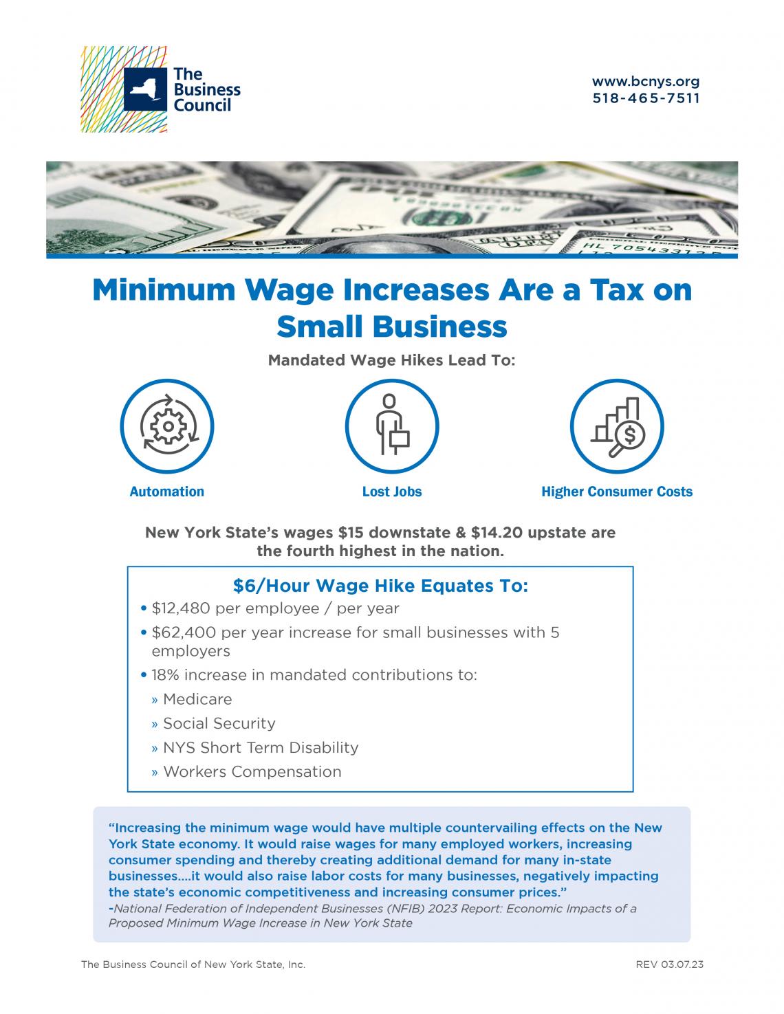 Minimum Wage Advocacy The Business Council